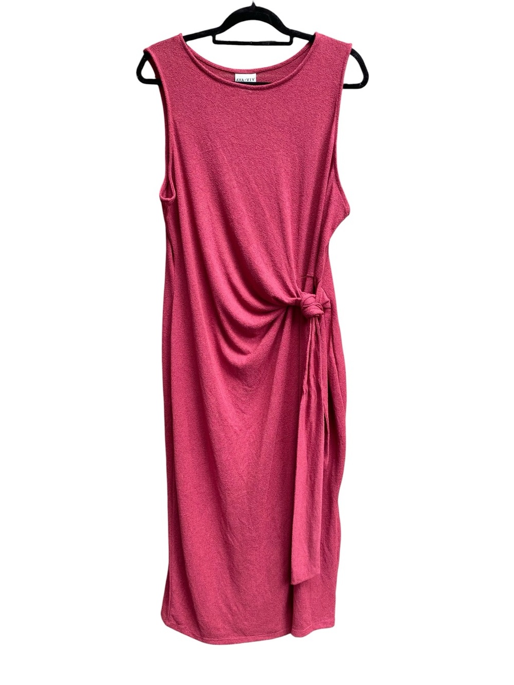 Ava and Viv NWT Side Knot Tie A Line Midi Dress Burgundy Womens Plus Size 2X